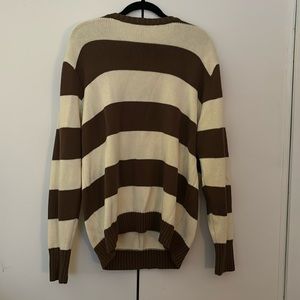 •Brandy Melville brown and cream striped knit sweater